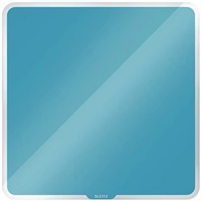 Afbeelding van Leitz Cosy Glazen, Magnetisch Whiteboard Met Montageset Glassboard Inclusief Microvezeldoek, Uitwisbare Marker Wisser 450x450mm Sereen Blauw