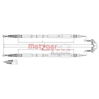 Afbeelding van METZGER 11.5867 Handremkabel Achter 1749/1551+1774/1577mm Schijfremmen COFLE OPEL: Zafira B (A05) 1.6, 2.0, 2.2, 1.9 CDTI, 1.8, 1.7 CDTI 2005 2015