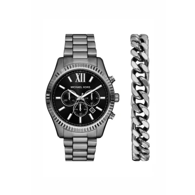 Afbeelding van Michael Kors Quartz Grijs Heren horloge met zwarte wijzerplaat &amp; stalen band