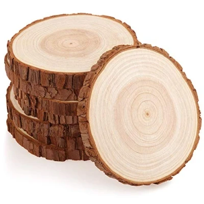 Afbeelding van Fuyit houten plakjes 8 stuks 14 15 cm GEEN gat natuurlijke onafgewerkte cirkels voor kunstcreatie doe het zelf ambachten bruiloft decoraties kerstornamenten