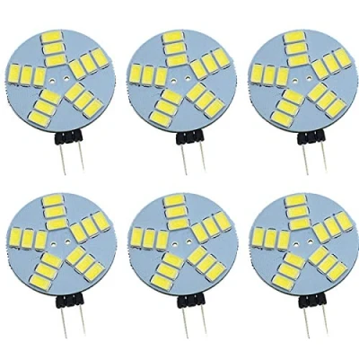Afbeelding van Pocketman Dimbare G4 LED lampen, DC 12 V, ronde koplamp, 1,5 W 240 lm, 10 halogeenlamp, 120 verlichting, warm wit, pak van 6