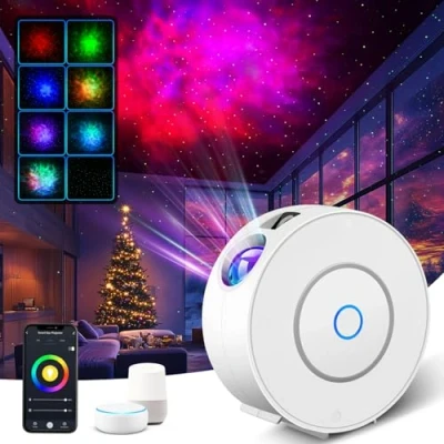 Afbeelding van Fokky Smart sterrenhemelprojector, WLAN Galaxy projector met spraakbesturing, app besturing, timer, sterrenprojector, werkt Alexa &amp; Google Assistant, sterrenhemellamp voor kinderen en volwassenen