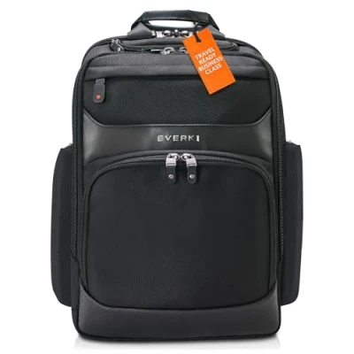 Afbeelding van Everki 53885 Onyx Luxe laptoprugzak voor notebooks tot 17,3 inch met gepatenteerd hoekbeschermingssysteem, trolley flap, RFID beschermvak, brillen hardshellvak, zwart, 52