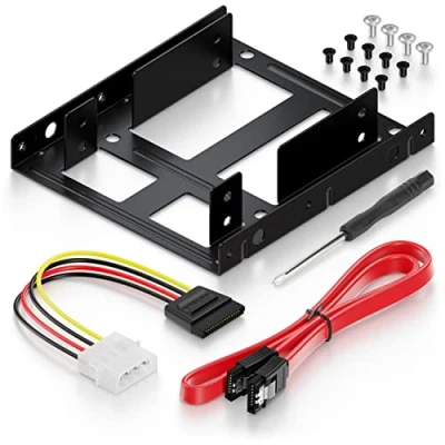Afbeelding van deleyCON Montageframe voor 2,5&quot; Harde Schijf SSD naar 3,5&quot; Adapter (tot 2x HDD of SSD) Afneembare Framehouder