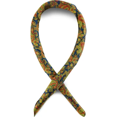 Afbeelding van Zijden halsdoek met kleurrijk lichtblauw paisleymotief