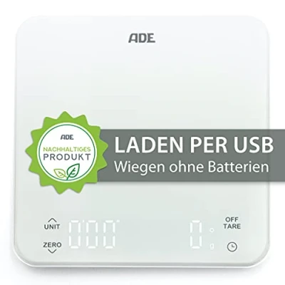 Afbeelding van ADE Digitale Keukenweegschaal met Timer KE 2100 Wit 5kg 1g