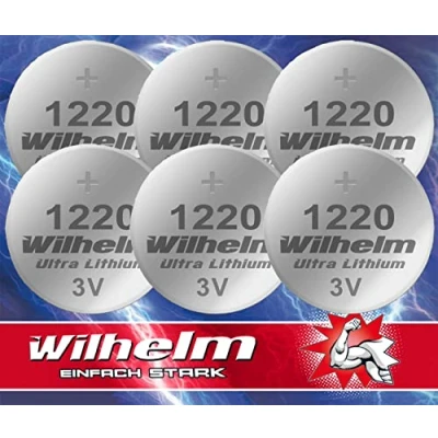 Afbeelding van 6X CR1220 CR 1220 Wilhelm Lithium knoopcel 3V 40mAh ø12x2,0mm batterij DL1220