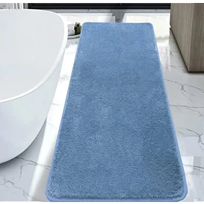 Afbeelding van Rururug Badkamermat, grote badmat, 50 x 120 cm, microvezel badmatten voor badkamer, ultrazacht absorberend badkamertapijt, antislip, schimmelbestendig, machinewasbaar, blauw (Dusk Blue)