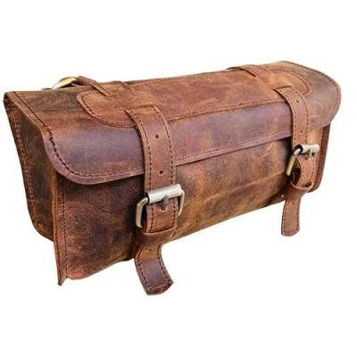 Afbeelding van american blue Buffalo Lederen Stuur Zadel Motorfiets Tas Fiets Tool Reizen Accessoire Pouch Vork Fietsen Rekken (Design nr. 1)