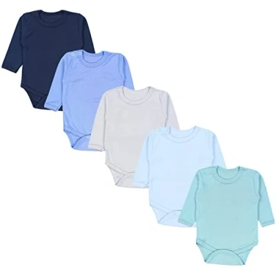 Afbeelding van TupTam Baby Jongens Rompertjes met Lange Mouwen 5 Pack, Donkerblauw Blauw Groen, 104