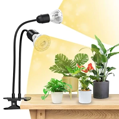 Afbeelding van SANSI Plantenlamp 20W Full Spectrum Kweeklamp Sterke Grip Clip Vaste 360 Zwanenhals Geschikt voor Indoor Plantengroei Tuinkas met 2 stuks E27 Plantengroeilampen