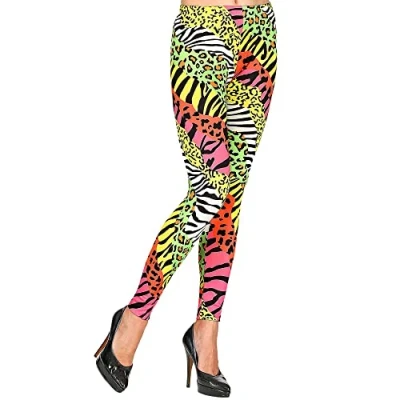 Afbeelding van Widmann Leeuw &amp; Tijger Luipaard Panter Kostuum 80s Legging Jungle Disco Geel, Groen Large / XL Carnavalskleding Verkleedkleding