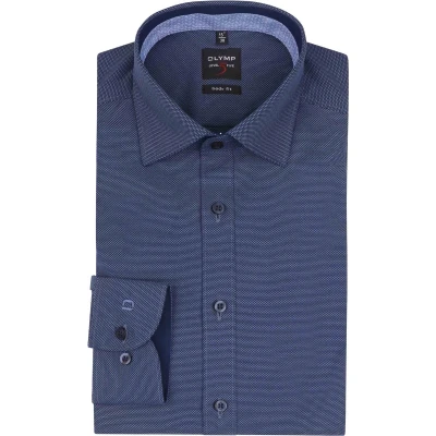 Afbeelding van OLYMP Level 5 Dessin Navy maat 38 Heren met Slim fit Pasvorm Stretch Suitable Herenkleding