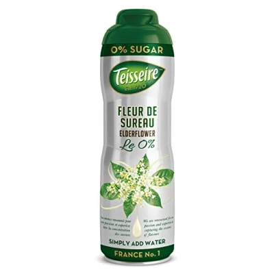 Afbeelding van Teisseire 0% suikersiroop, caloriearm, suikervrij hartelijk, natuurlijke ingrediënten, vlierbloesem 600 ml, 48 porties, pak van 1