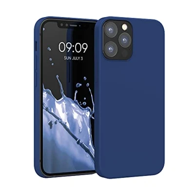 Afbeelding van kwmobile telefoonhoesje geschikt voor Apple iPhone 12 / Pro Hoesje met siliconen coating Smartphone case in marineblauw