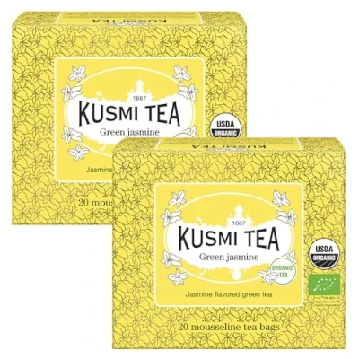 Afbeelding van Kusmi Tea 2 blikken Biologische Jasmijn Groene Thee met 20 mousseline theezakjes
