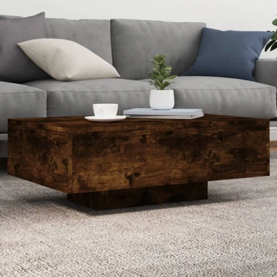Afbeelding van Salontafel met LED verlichting 85x55x31 cm gerookt eikenkleurig