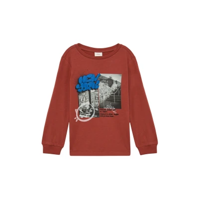 Afbeelding van s.Oliver Weiches MIT Frontprint Longsleeve voor kinderen, Maat: 104/110, Rubinrot