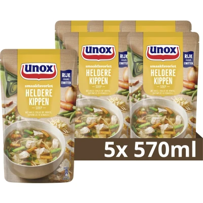 Afbeelding van Unox soep Speciaal Heldere kippensoep 5 x 570 ml voordeelverpakking