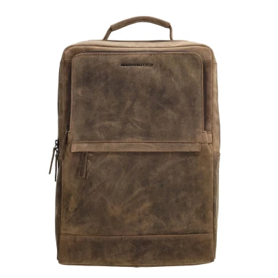 Afbeelding van Hide &amp; Stitches Idaho Rustic Rugzak donkerbruin Damestas Leren tas