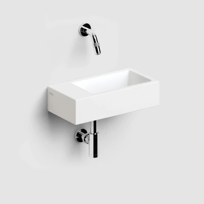 Afbeelding van Clou Flush 3 fontein 36x18cm zonder kraangat links mat wit ker.