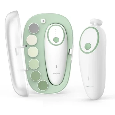 Afbeelding van Momcozy Elektrische Baby Nagelverzorging Set 7 Vervangbare Slijpkopjes + Oplaadbaar 360 Diffuus LED Zachtlicht Veilige Trimtechnologie voor &amp; Kind