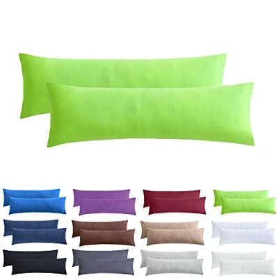 Afbeelding van NatureMark 2 pack jersey kussensloop kussenslopen zijslaper hoofdkussen nekkussen vele maten en kleuren OEKO TEX (40 x 145 cm (zijslaper/zoogkussensloop), appelgroen)