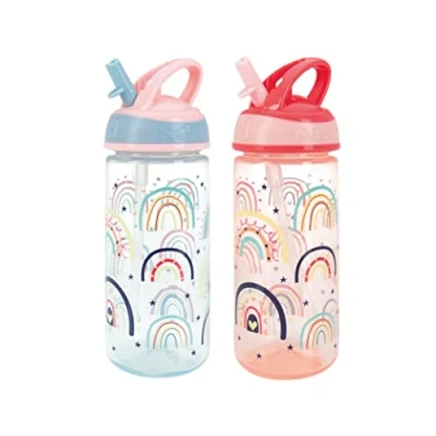 Afbeelding van Nuby Super Flip Waterfles Geen morsen Actieve Peuter Sippy Cup540ml/29oz DraaggreepVrijstroomVaatwasser, Sterilisator SafeGeschikt bekerglas voor 18 maanden Plus (regenbogen, Pack van 2)