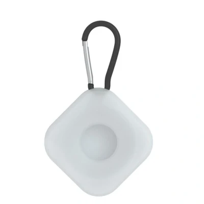 Afbeelding van AirTag case square series siliconen sleutelhanger met ring transparant