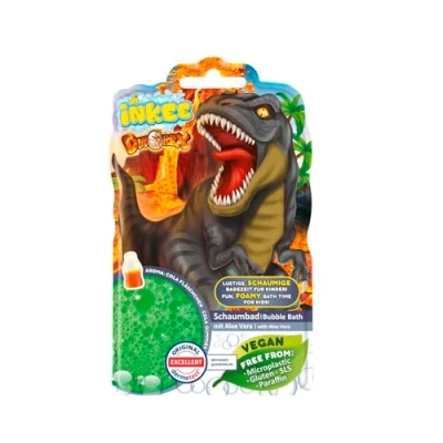 Afbeelding van INKEE Bubble Bath Liquid Dinorex Dinosaurus badadditief voor kinderen, groen schuimbad met aloë vera en colarubber aroma, 15 x 40 g
