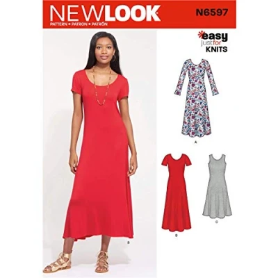 Afbeelding van New look patroon N6597 Misses&#039; gebreide jurk, Papier, wit, VARIOUS