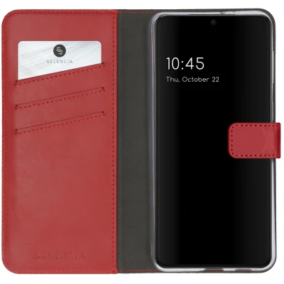 Afbeelding van Samsung Galaxy S21 Plus Hoesje Echt leder Selencia Bookcase Rood Telefoonhoesje