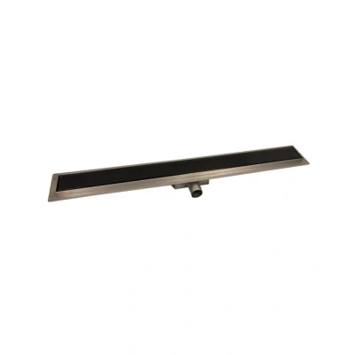 Afbeelding van Luxe douchedrain 70cm zwart met glasplaat