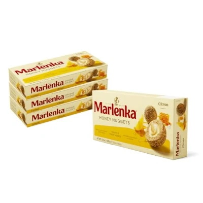 Afbeelding van Marlenka honingbolletjes 3 + 1 pakje citroen Heerlijke nuggets Gebakballetjes met 4 x 10 ballen 235 g Snoep bulkverpakkingen Snoepjes smaken vergelijkbaar cake