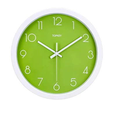 Afbeelding van Topkey wandklok 30 cm stille niet tikkende decoratieve moderne voor woonkamer, slaapkamer en keuken groen