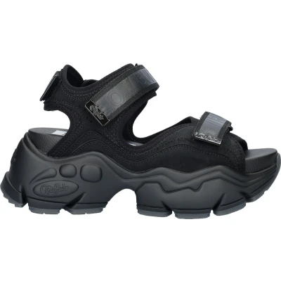 Afbeelding van Buffalo Binary Sandalen met plateauzool, Dames, Maat: 41, Black Imitatieleer/ textiel