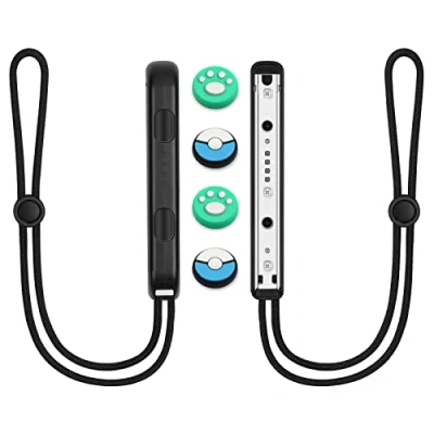 Afbeelding van Vicloon Gamepad polsband, 1 paar polsbanden voor Switch met 2 joystick doppen, polsband Joycon, vervangende Joy Con Controller (wit)