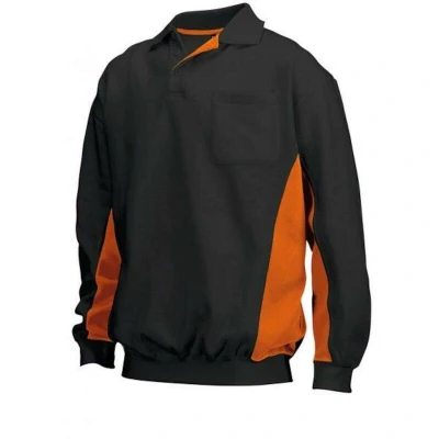 Afbeelding van Tricorp 302001 Polosweater Bicolor Borstzak Zwart/Oranje