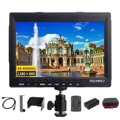 Afbeelding van FEELWORLD FW759 7 inch Camera Field Monitor, 1280X800 IPS DSLR Monitor met Full HD Focus Video 4K HDMI Input Output 2800mAh Batterij Opbergkoffer