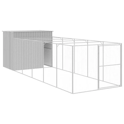 Afbeelding van vidaXL Hondenhok met ren 214x661x181 cm staal lichtgrijs