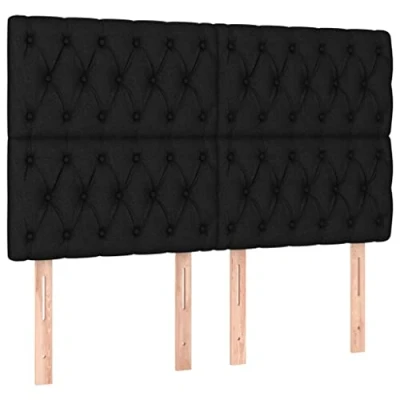 Afbeelding van vidaXL Hoofdborden 4 st 72x7x78/88 cm stof zwart