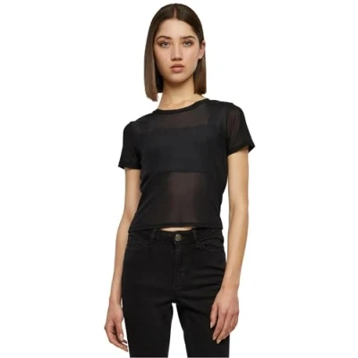 Afbeelding van Urban Classics Ladies Short Mesh Tee T shirt zwart M 94% polyamide, 6% elastaan Basics