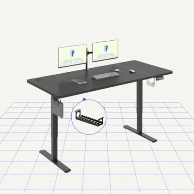Afbeelding van FLEXISPOT Elektrisch sta bureau 180x80cm Zit tafel in hoogte verstelbaar met haak voor thuiskantoor, zwart