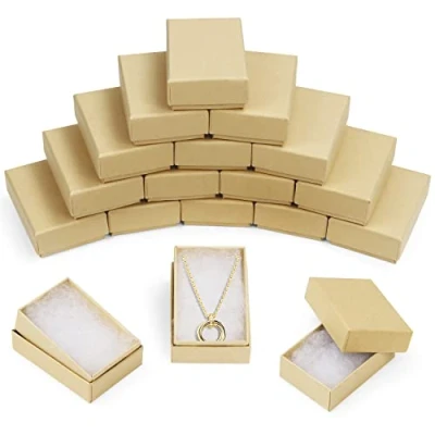 Afbeelding van Belle Vous Hobby Polyester Gevulde Sieraden Doos (100 Pak) 5,6 x 8,2 2,6 cm Bruin Kartonnen Geschenkdoosjes Voor Display/Verpakking, Ketting, Oorbellen of Armbanden