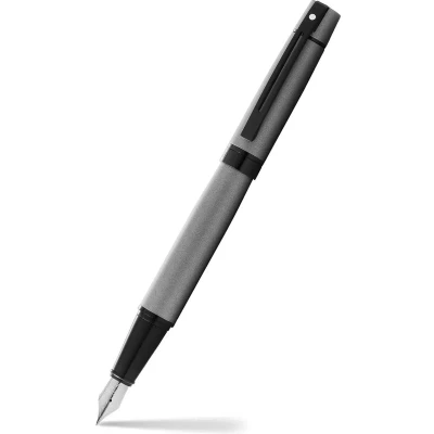 Afbeelding van Sheaffer vulpen 300 E9345 M Matte grey lacquer polished black SF E0934553
