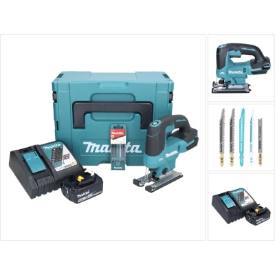 Afbeelding van Makita DJV 184 RT1J accu decoupeerzaag 18 V borstelloos + 1x oplaadbare 5.0 Ah oplader 5 delige decoupeerzaagbladenset Makpac