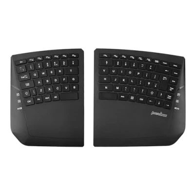 Afbeelding van perixx PERIBOARD 624B UK draadloos ergonomisch gesplitst toetsenbord tot 2 voet scheiding Verstelbare kantelhoek laag profiel membraantoetsen zwart QWERTY