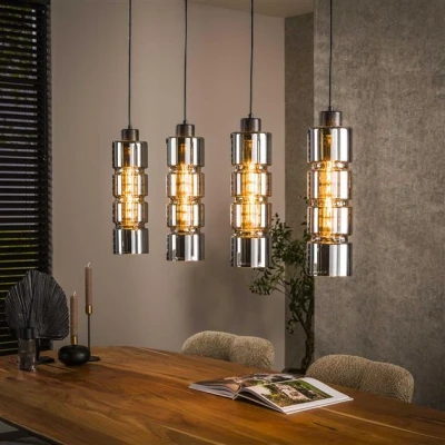 Afbeelding van Hoyz Collection Hanglamp 4L Cylinder Glas Artic Zwart