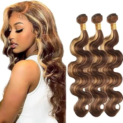 Afbeelding van Tuheers Real Hair Bundles Human P427 Highlight Body Wave Long 3 Brazilian Virgin Bundle Remy 30 Inches