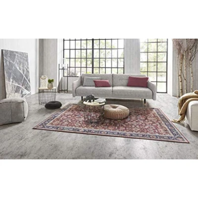 Afbeelding van Vintage Vloerkleed Vivana Bordeauxrood 80x150 Cm